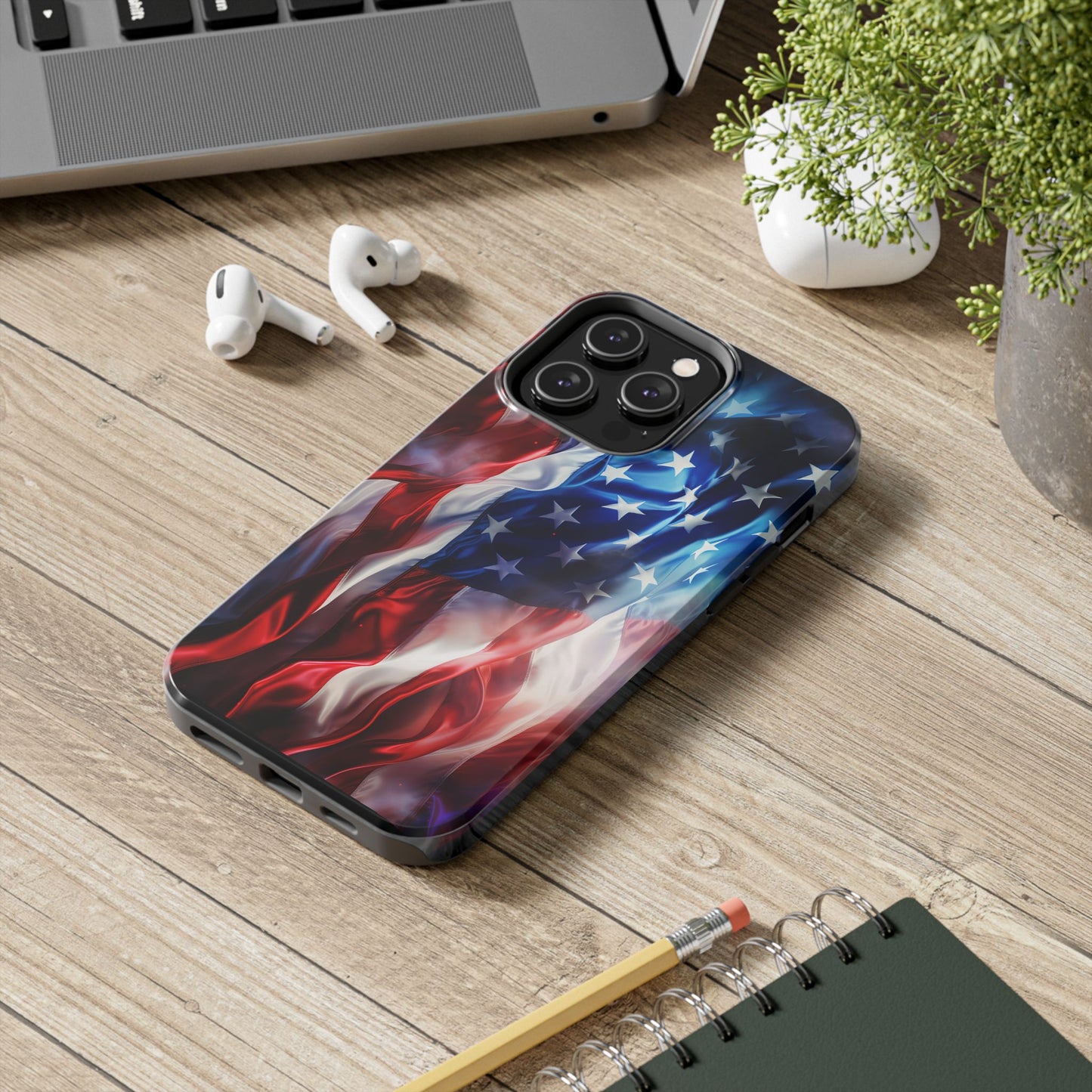 Patriotic Tough Phone Cases, American Flag Accessory, Durable Phone Cover, Gift for Veterans, Independence Day Decor