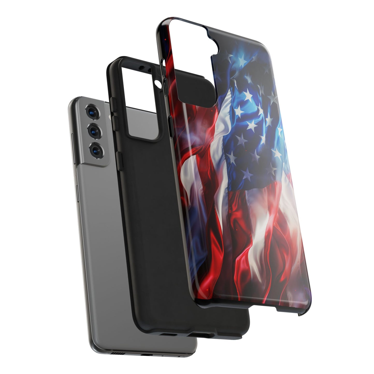 Patriotic Tough Phone Cases, American Flag Accessory, Durable Phone Cover, Gift for Veterans, Independence Day Decor