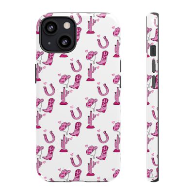 Western-themed Phone Case, Cute Cactus and Horseshoe Design, Tough Cases, Stylish Mobile Protection, Gift for Her