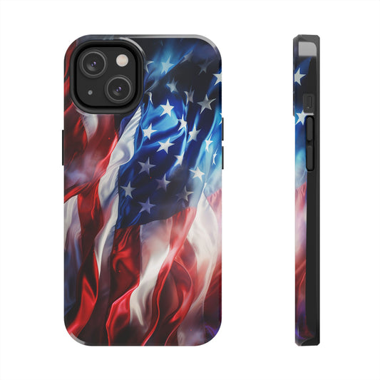 Patriotic Tough Phone Cases, American Flag Accessory, Durable Phone Cover, Gift for Veterans, Independence Day Decor
