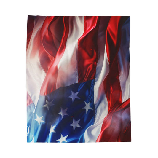 Vibrant American Flag Velveteen Plush Blanket, Cozy Throw for Patriotic Celebrations, Independence Day, Memorial Day, Home Décor