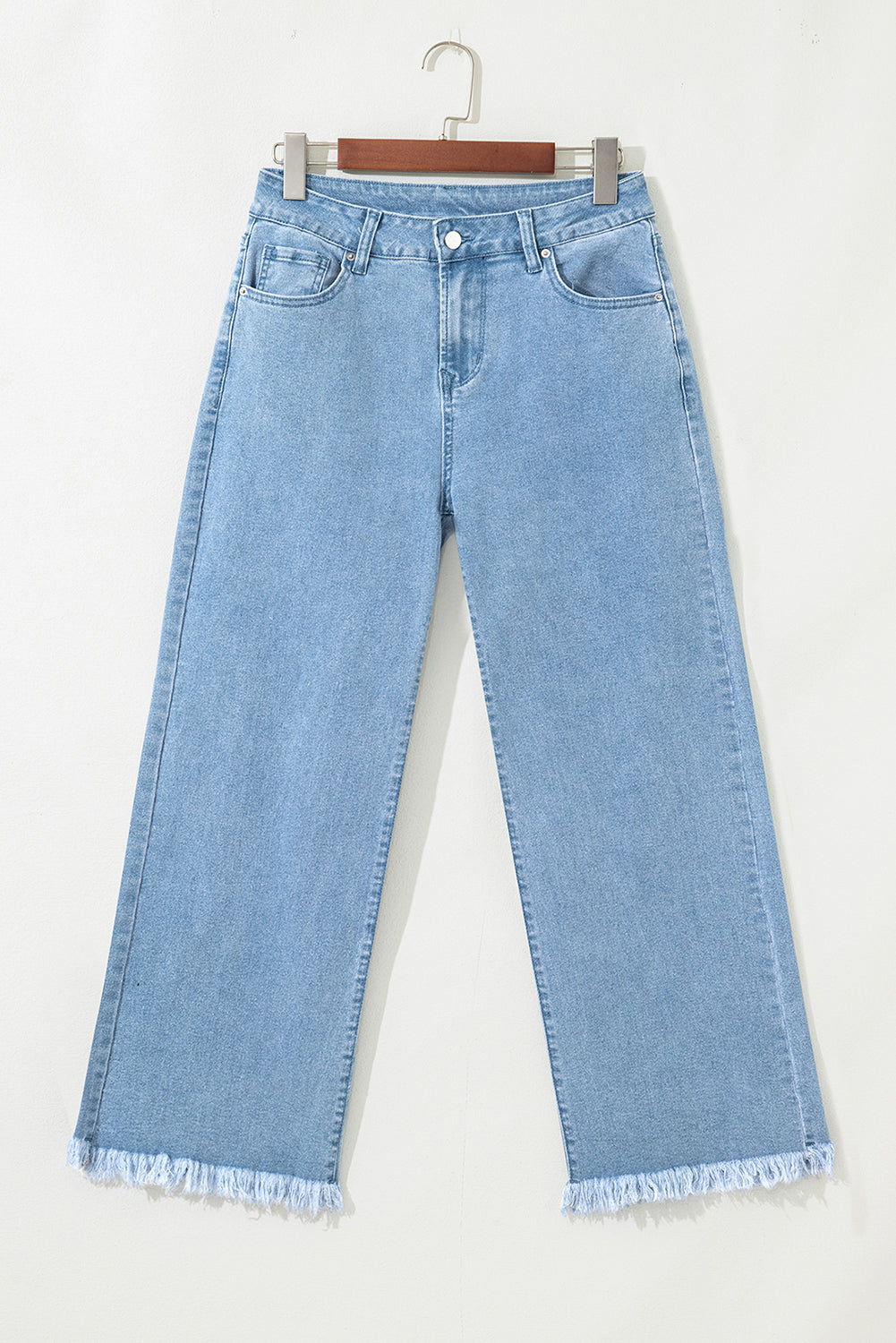 Peach Blossom Acid Washed High Rise Cropped Wide Leg Jeans
