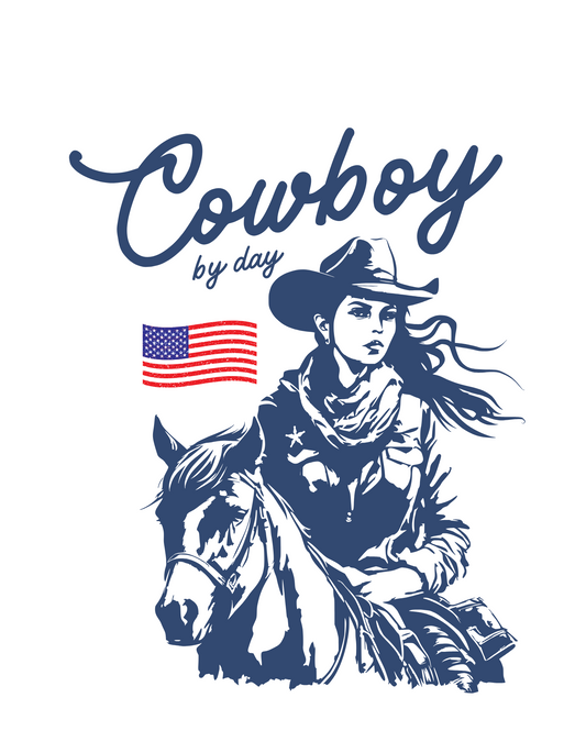 Cowboy by Day Unisex Tee | Western Apparel, Rodeo Shirt, Country Fashion, Gifts for Horse Lovers, Patriotic Outfit