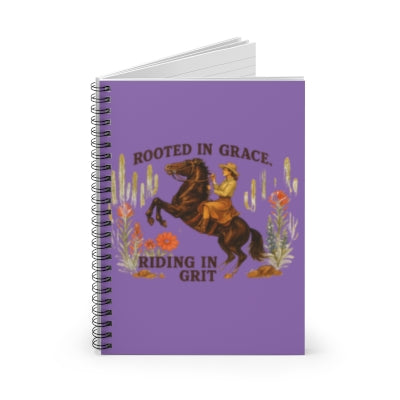 Cowgirl Inspired Spiral Notebook - Rooted in Grace, Riding in Grit, Journal for Riders, Western Decor, Gift for Horse Lovers